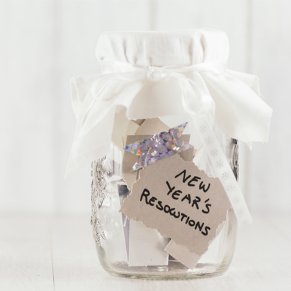 Sticking to Resolutions - clear glass mason jar with