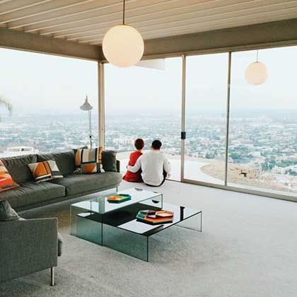 couple sitting and looking out the window