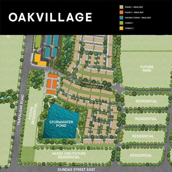 Oakvillage Master-Planned Community Site Plan Oakvillage master-planned community site plan. Condos & townhomes for sale in Oakville by Minto Communities