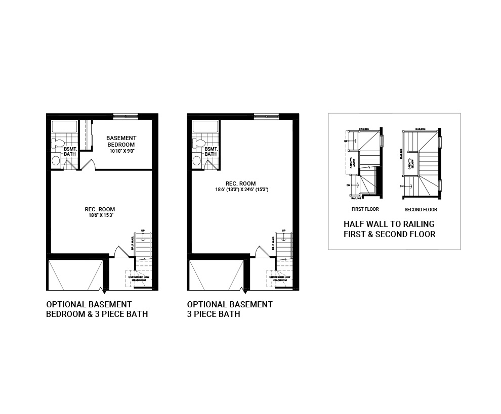 Floorplan of the flex plans for the Rockcliffe - 3 Bed home design, a Executive Townhome available for sale in Riversbend at Harmony, Barrhaven
