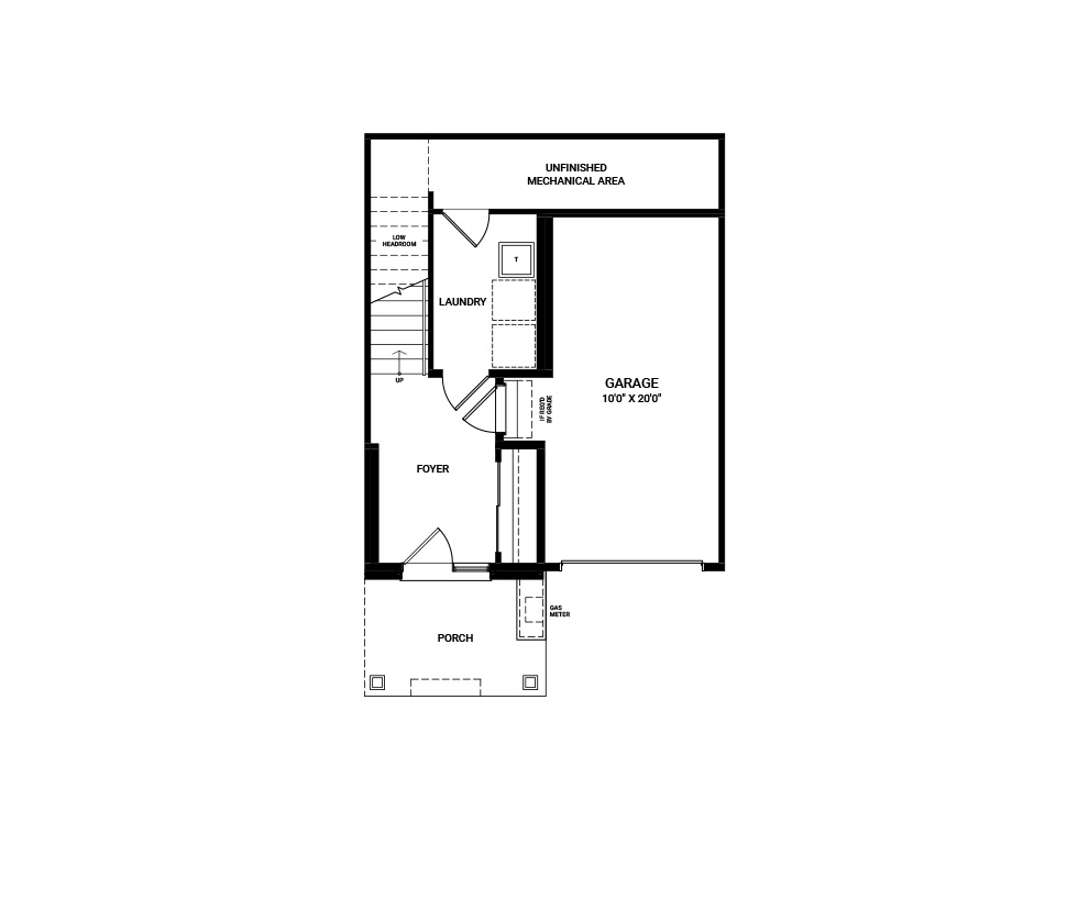 Floorplan of the first floor of the Alder Avenue Townhome available for sale in Riversbend at Harmony, Barrhaven