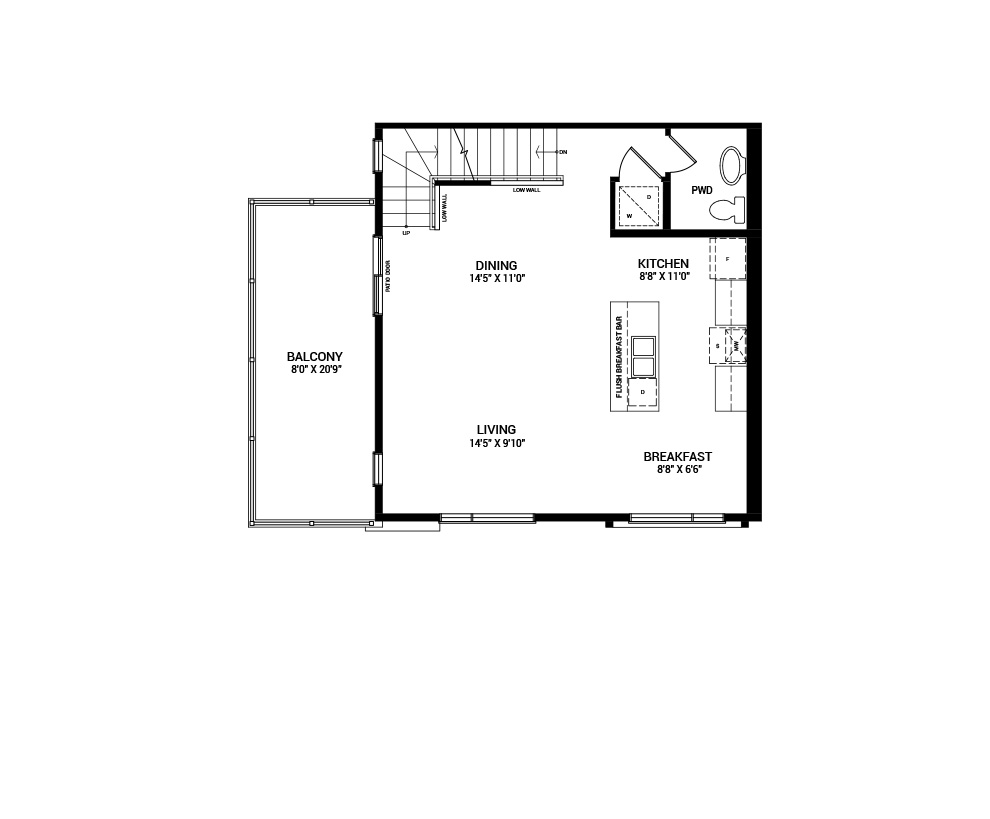 Floorplan of the second floor of the McKee Corner home design, an Avenue Townhome available for sale in Riversbend at Harmony, Barrhaven