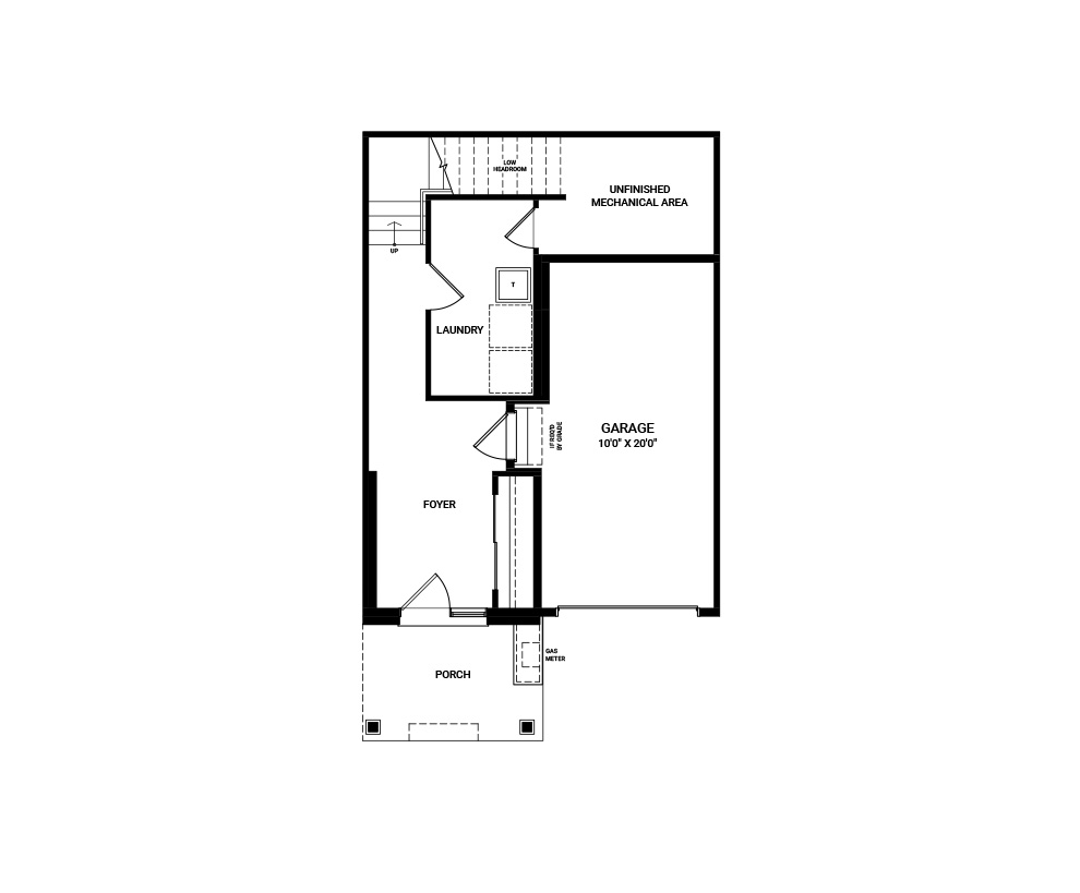 Floorplan of the first floor of the Cambridge Avenue Townhome available for sale in Riversbend at Harmony, Barrhaven
