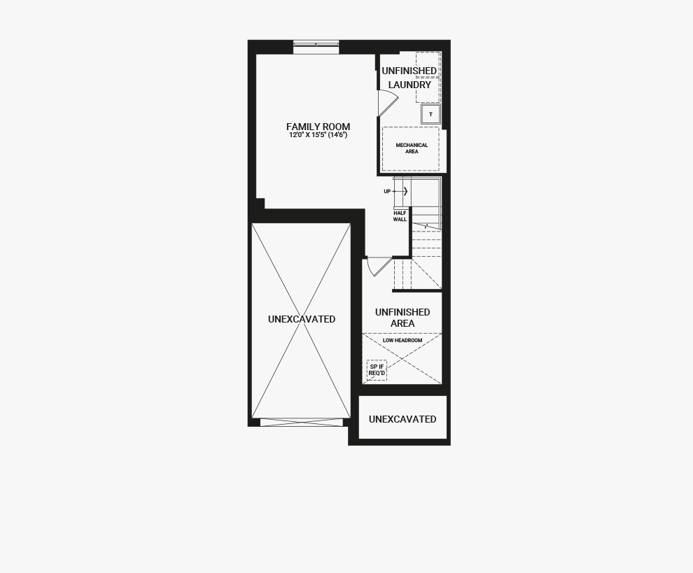 Floorplan of the basement of the Citrus home design, a Executive Townhome available for sale in Avalon, Orleans.