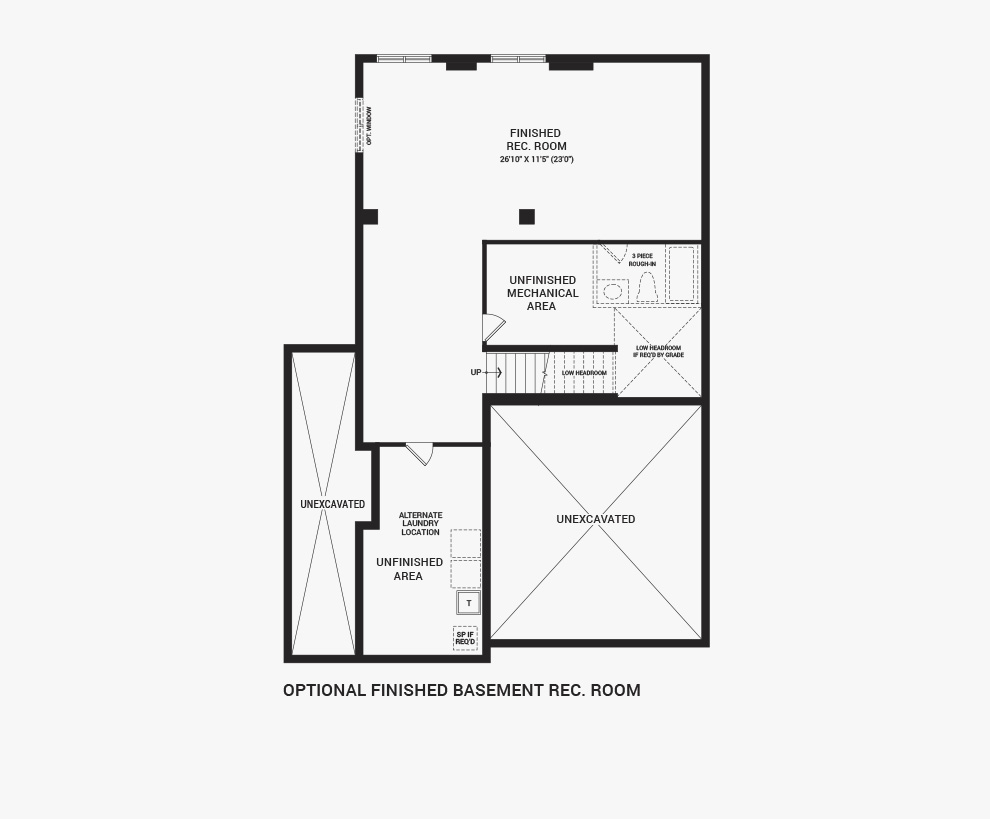 Floorplan of the flex plans of the Jasper Corner home design, a 36’ Single Family Home available for sale in Brookline, Kanata.