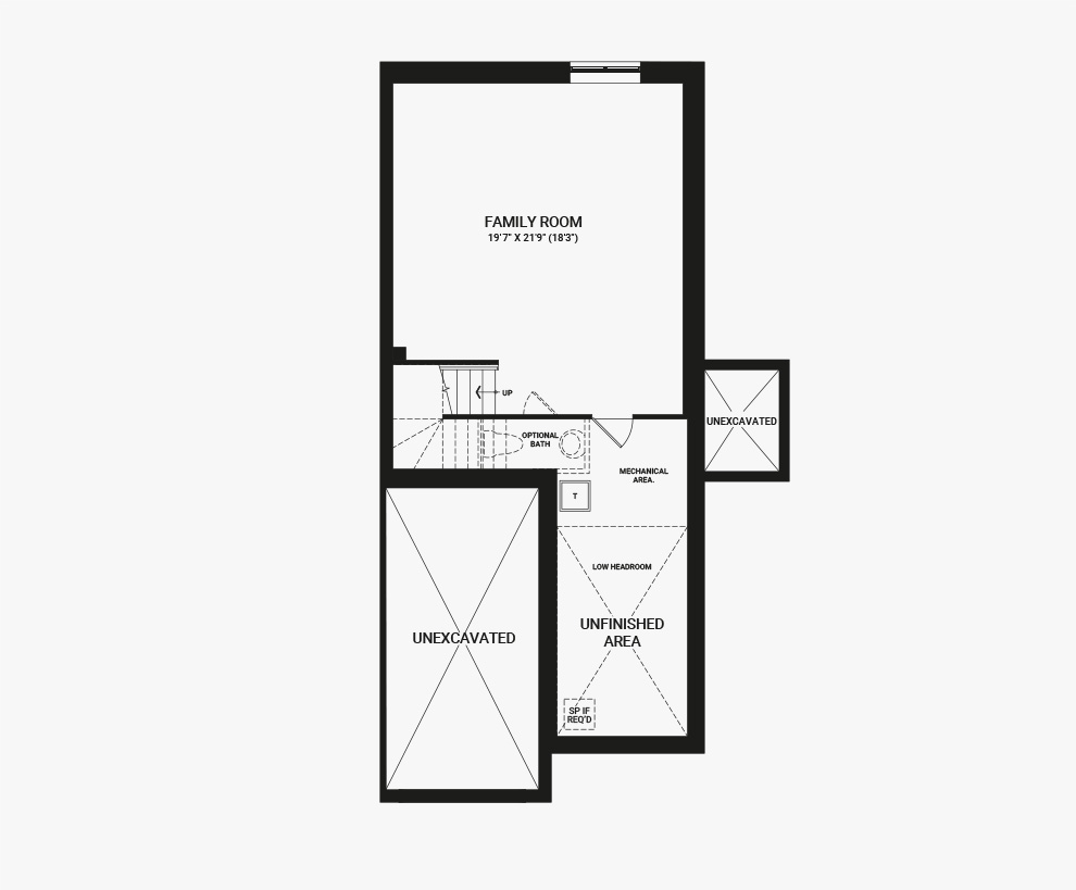 Floorplan of the basement of the Venice Corner home design, a Executive Townhome available for sale in Brookline, Kanata.