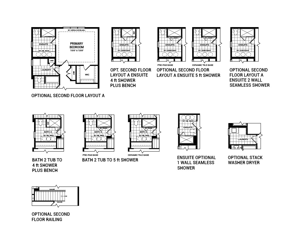 Floorplan of the Second Floor Flex Plan Options of the 3 bedroom Talbot Corner home design, a 36’ Single Family Home available for sale in Avalon, Orléans