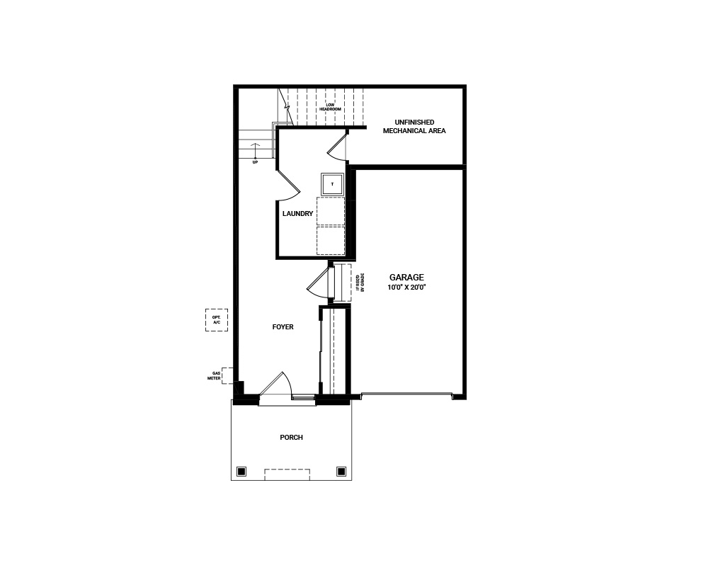 Floorplan of the first floor of the Dawson End Avenue Townhome available for sale in Riversbend at Harmony, Barrhaven