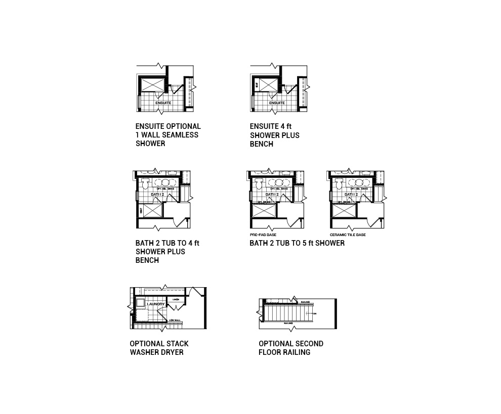 Floorplan of the Second Floor Flex Plan Options of the 3 bedroom Jefferson Corner home design, a 36’ Single Family Home available for sale in Brookline, Kanata