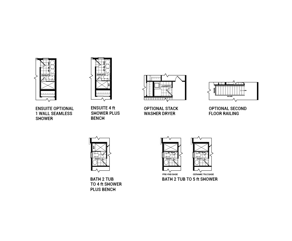 Floorplan of the Second Floor Flex Plan Options of the 4 bedroom Jefferson Corner home design, a 36’ Single Family Home available for sale in Brookline, Kanata