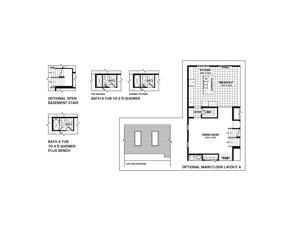Floorplan of the Main Floor Flex Plan Options of the Quinton W/Guest Suite design, a 43’ Single Family Home available for sale in Brookline, Kanata