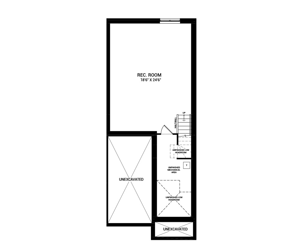 Floorplan of the basement of the Rockcliffe 4-Bed home design, a Executive Townhome available for sale in Avalon Vista, Orleans