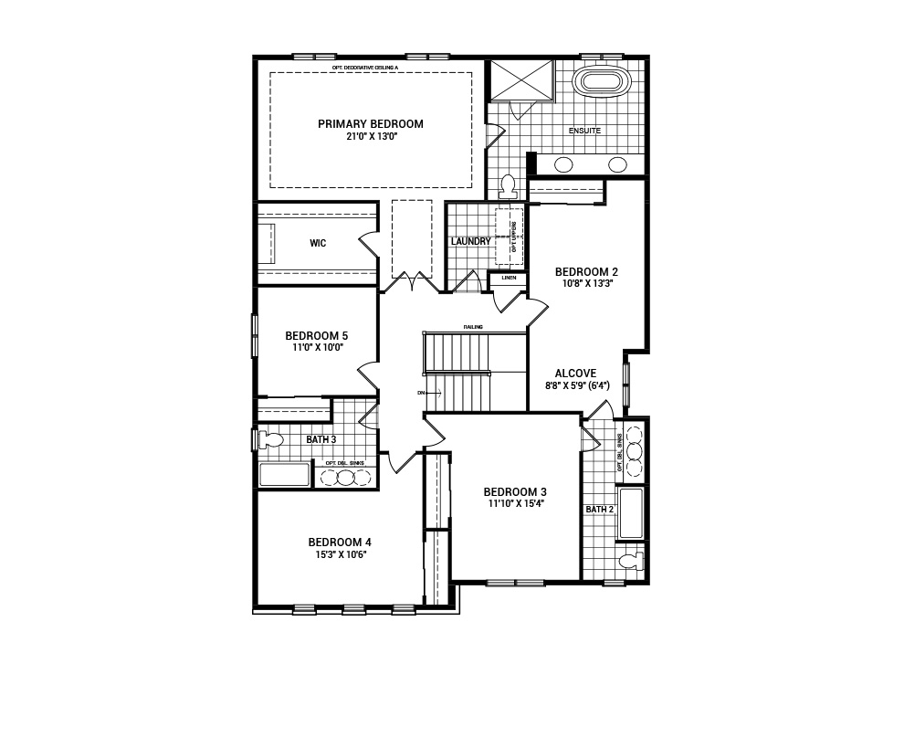 Floorplan of the second floor of the Quinton W/Guest Suite home design, a 43’ Single Family Home available for sale in Weavers Way, Almonte
