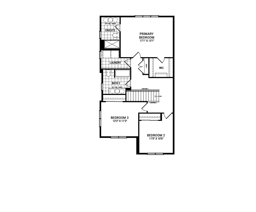 Floorplan of the second floor of the 3 bedroom Talbot Corner home design, a 36’ Single Family Home available for sale in Weavers Way, Almonte
