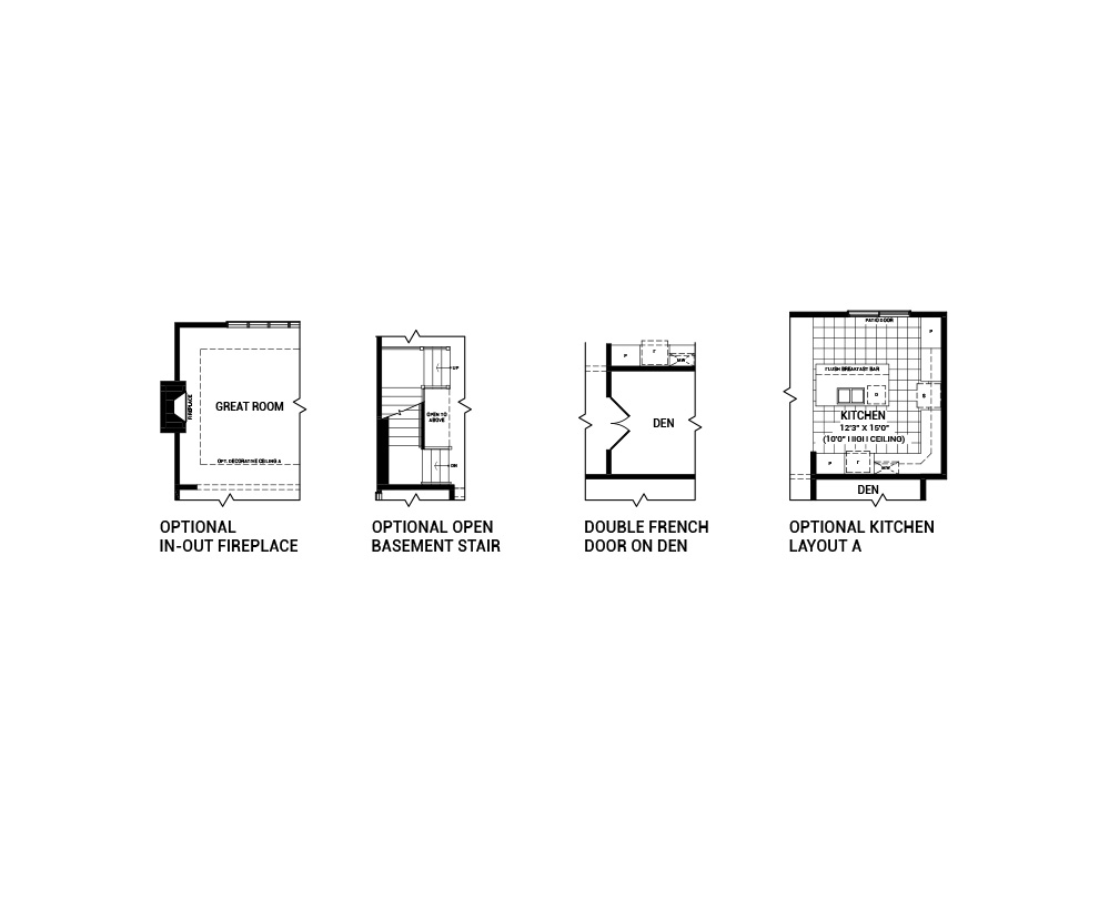 Floorplan of the Flex Plans floor of the 4 bedroom Waverley home design, a 36’ Single Family Home available for sale in Avalon Vista, Orléans