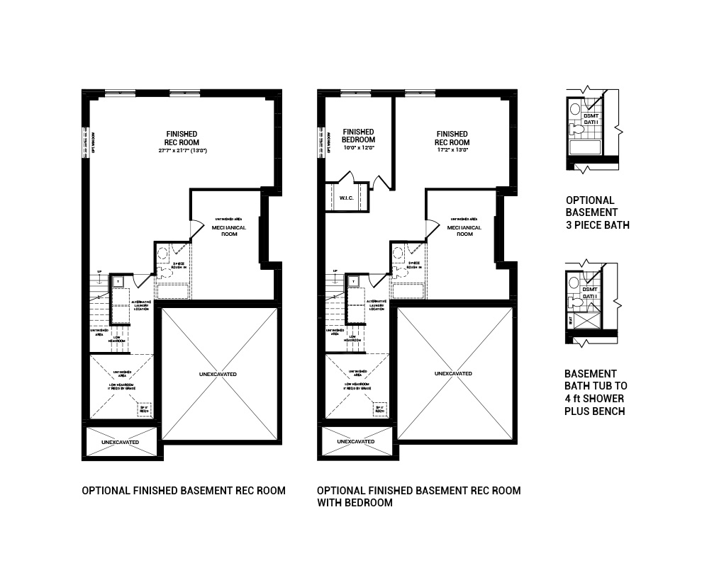 Floorplan of the Flex Plans floor of the 4 bedroom Waverley home design, a 36’ Single Family Home available for sale in Avalon Vista, Orléans
