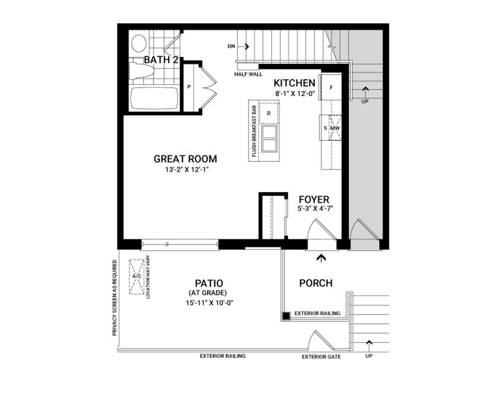 Floorplan of the Flex Plans of the Leaside | Lower Interior home design, a Metro Townhome available for sale in Anthem, Barrhaven.