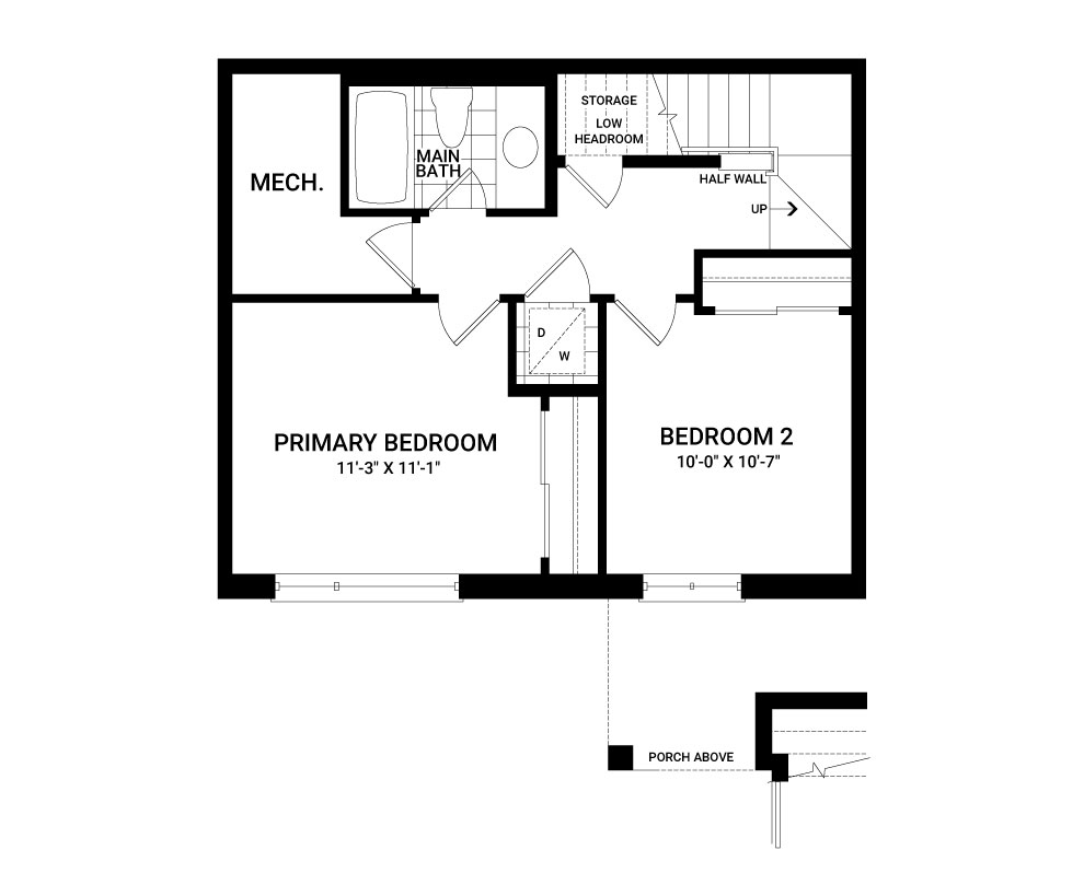 Floorplan of the Sleep Floor of the Leaside | Lower Interior home design, a Metro Townhome available for sale in Anthem, Barrhaven.