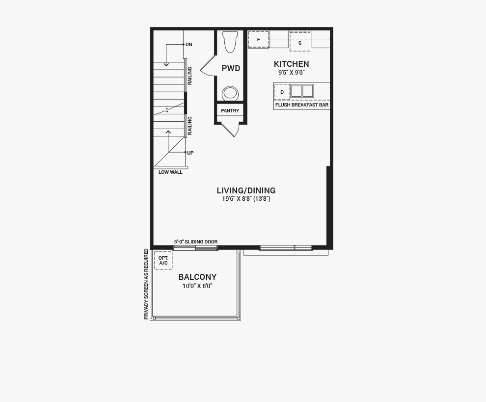Floorplan of the second floor of the Alder home design, an Avenue Townhome available for sale in Avalon, Orleans.