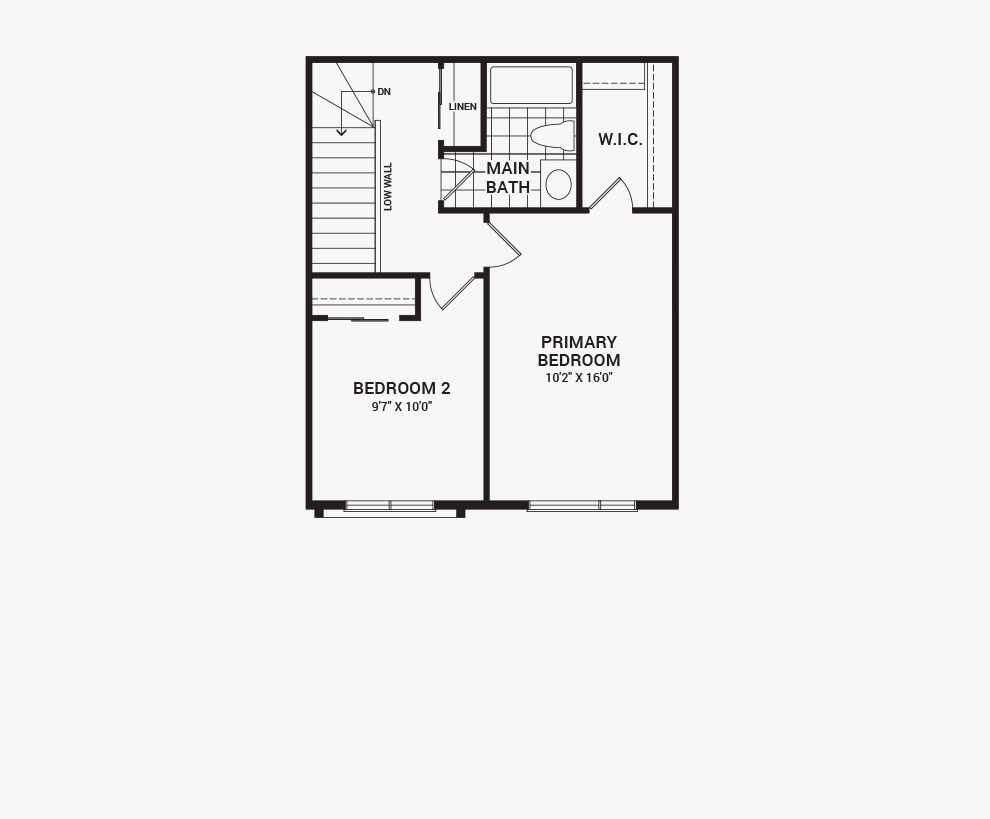Floorplan of the third floor of the Alder home design, an Avenue Townhome available for sale in Avalon, Orleans.