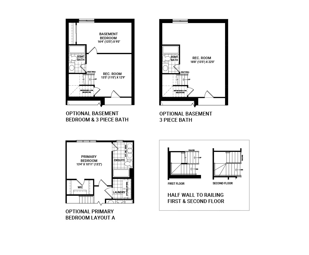 Floorplan of the flex plans for the Ashbury home design, a Executive Townhome available for sale in Riversbend at Harmony, Barrhaven