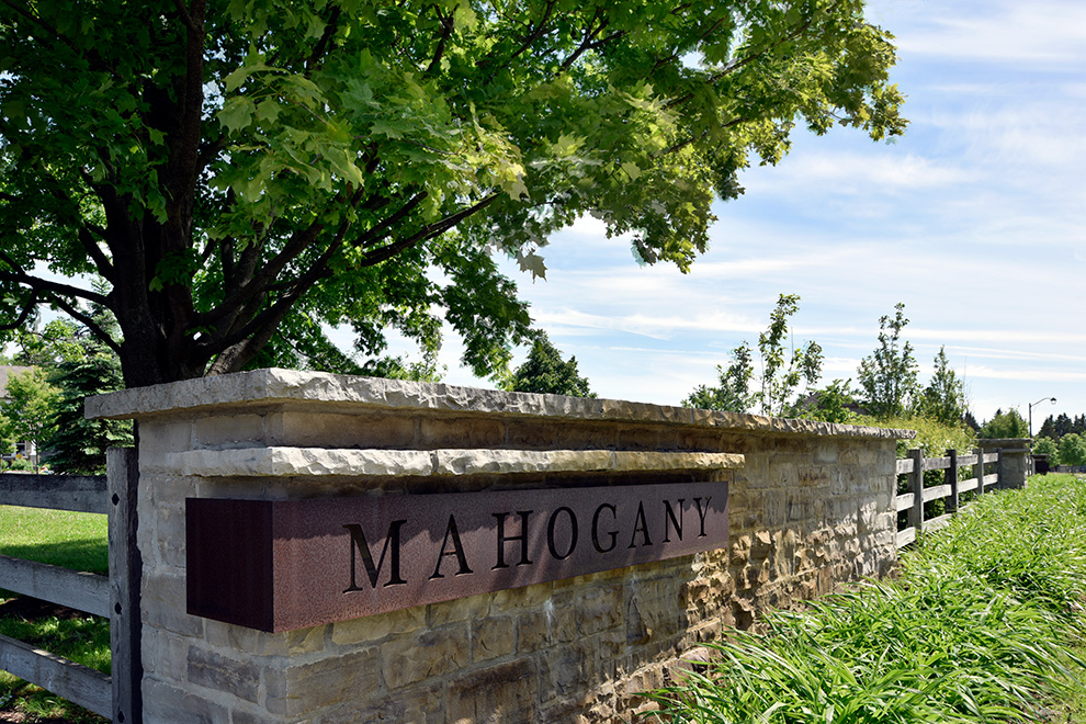 Mahogany community entrance sign - in Manotick, by Minto Communities