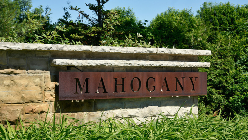 Mahogany community entrance feature