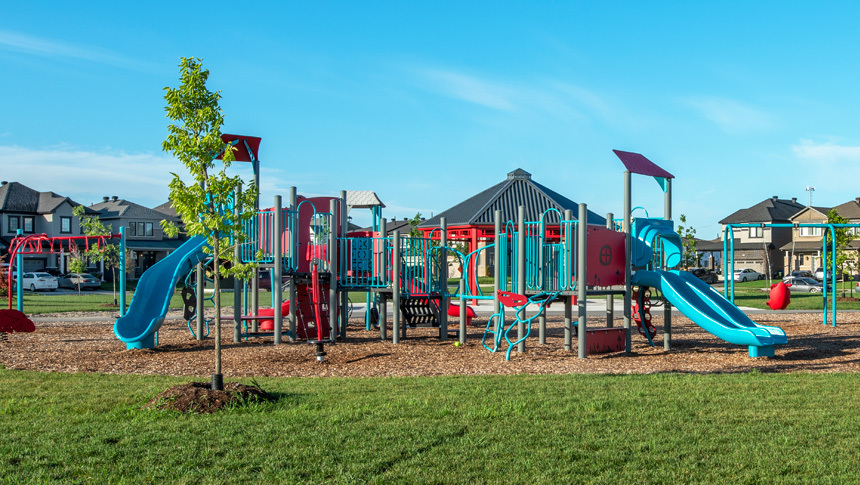 A play structure that is in Don Boudria Park in Avalon, a new build community by Minto Communities Ottawa