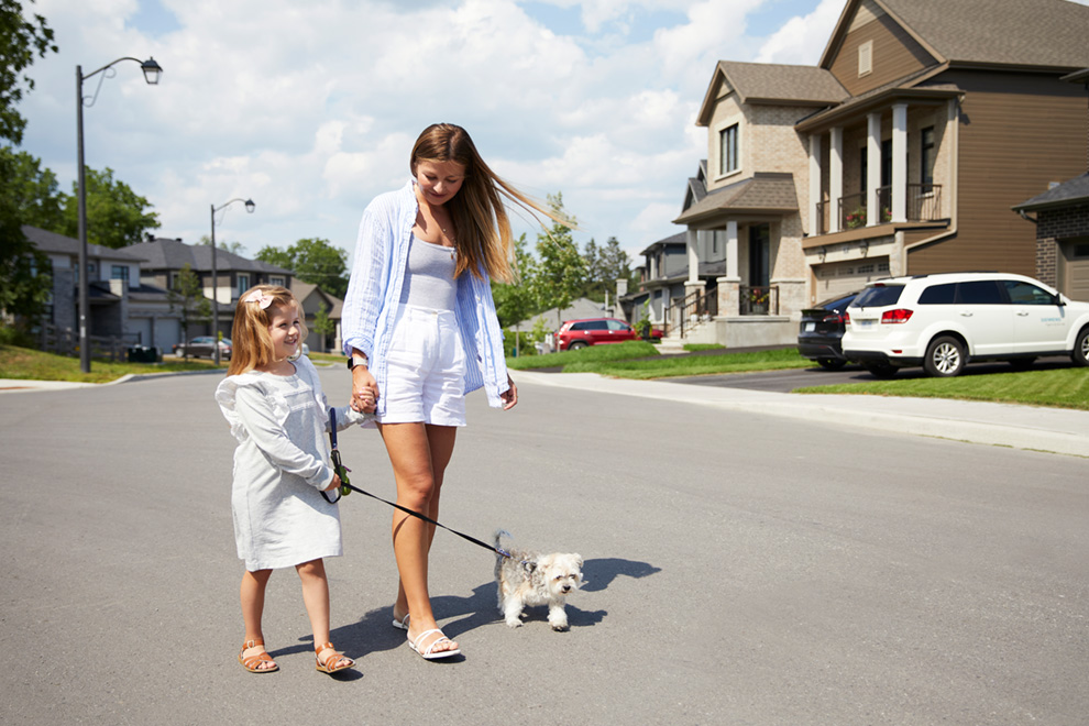 Family outside in Mahogany