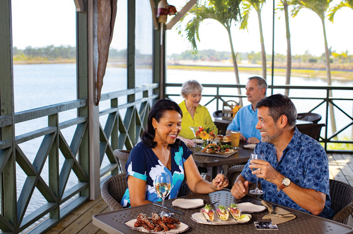 The Overlook Bar & Grill offers dining on the Cypress Waterway