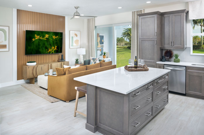 Coral Living Room and Kitchen