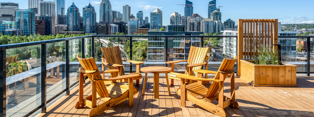 Chairs on the rooftop space of The Annex