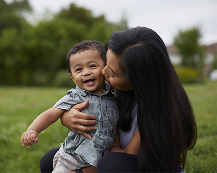 Mother with son outside in Harmony Barrhaven