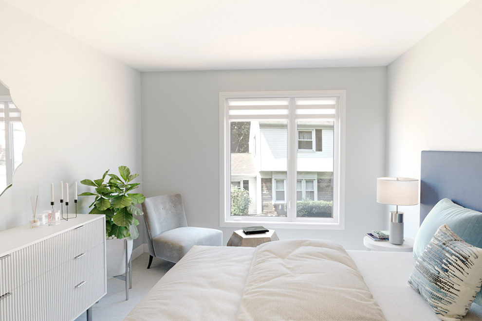 Primary Bedroom of the Cambridge Avenue Townhome. Model homes in Ottawa by Minto Communities.