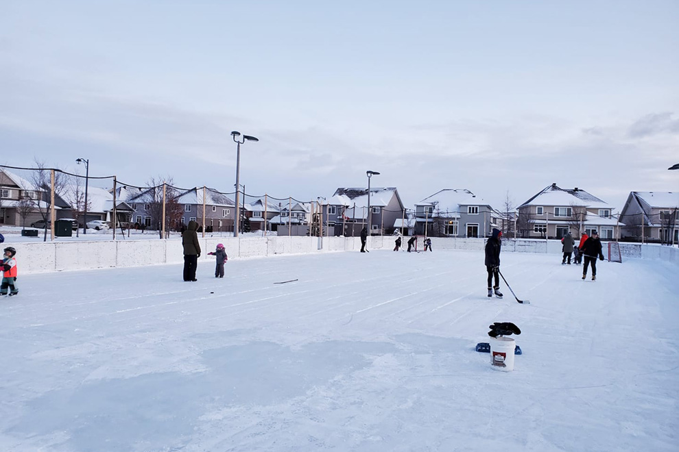 Skating at an outdoor rink at Ouellette Park. List of the best parks in Orléans near Avalon.