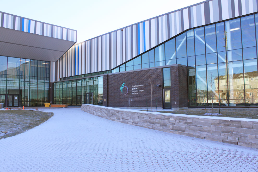 Outside view of the Minto Recreational Complex in Barrhaven.