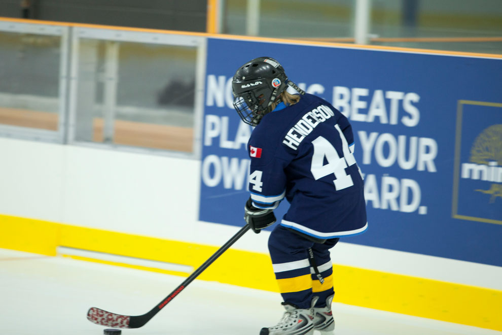 Child playing hockey at the Minto Recreational Complex in Barrhaven.