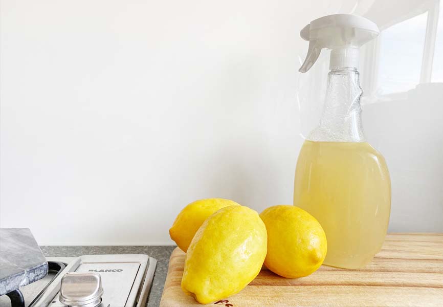 Cleaning spray made out of lemons and water