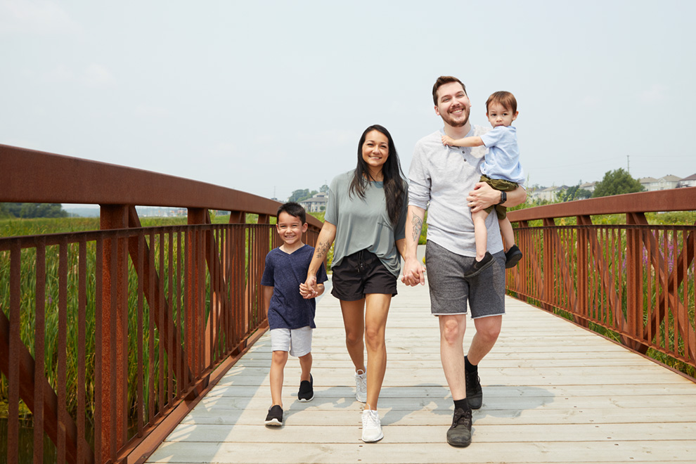 family outside in Brookline, Kanata