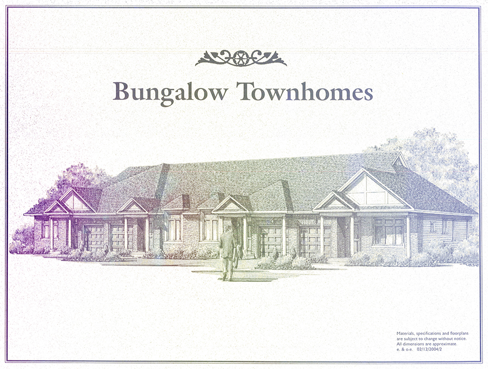 Bungalow Townhomes in Ottawa. Minto Communities brochure, circa 2004.