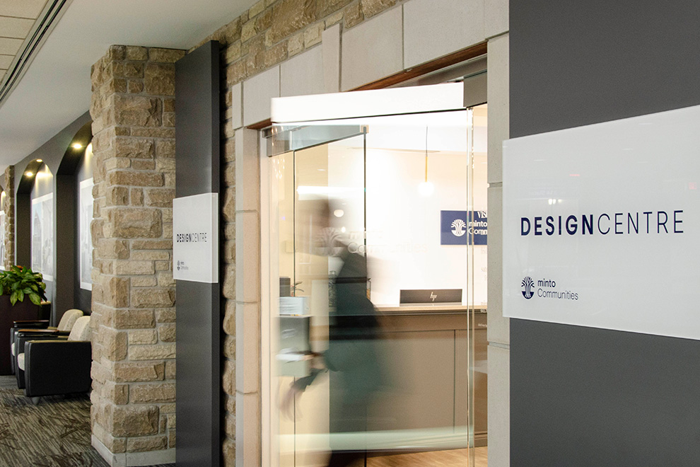 A photo of the entrance to the Minto Design Centre.