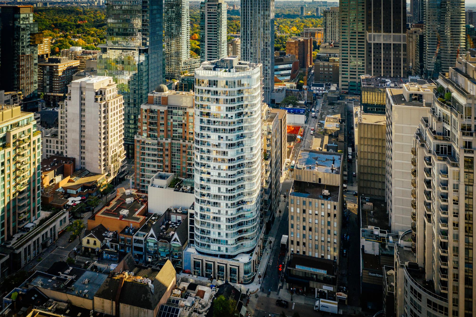 Birds-eye-view of a high-rise building 