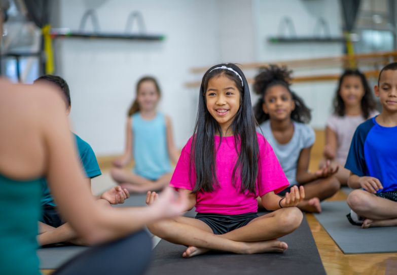 Children in a meditation class