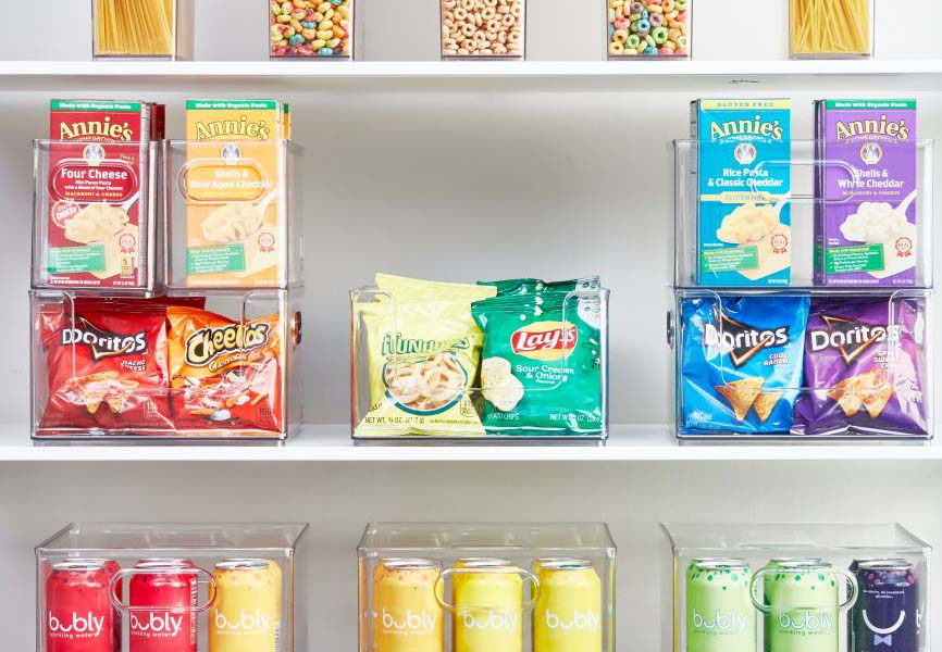 Color coded pantry items