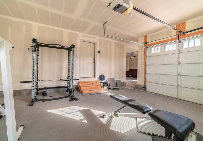 A home gym in a garge