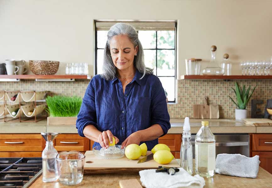 Mature woman juicing lemons