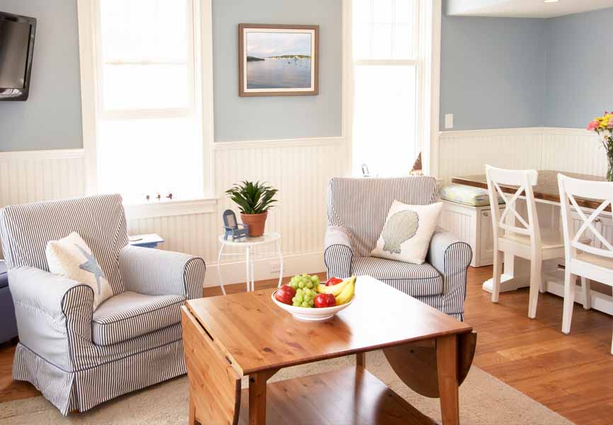 simple cottage living room with antique furniture