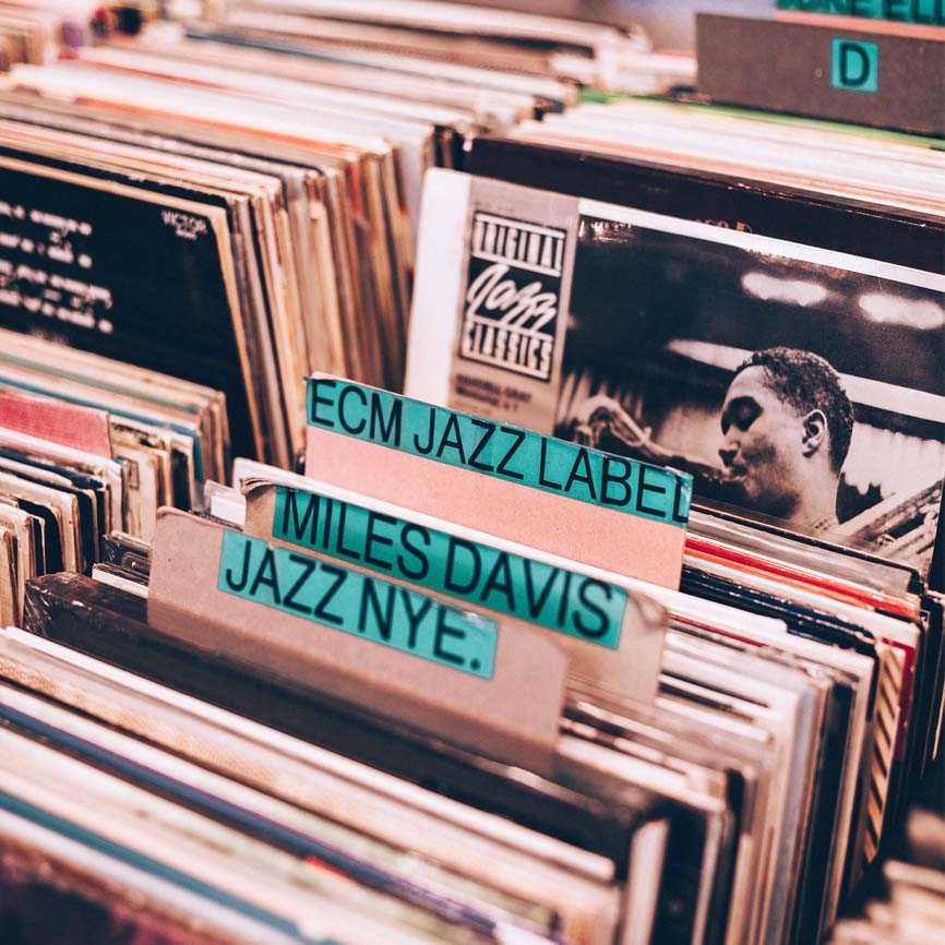 old records in a store 