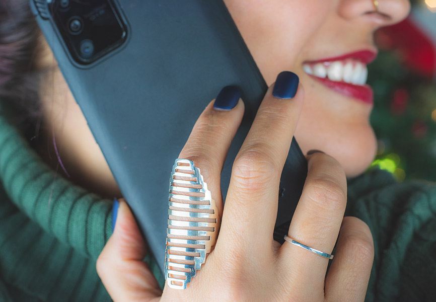 Woman talking on phone and smiling