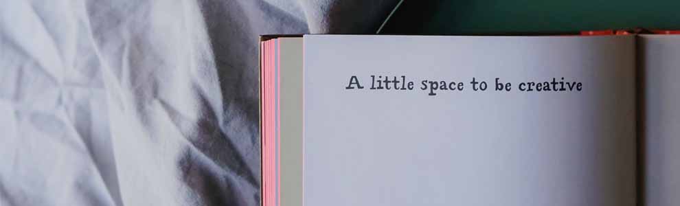 pink book that says A little space to be creative